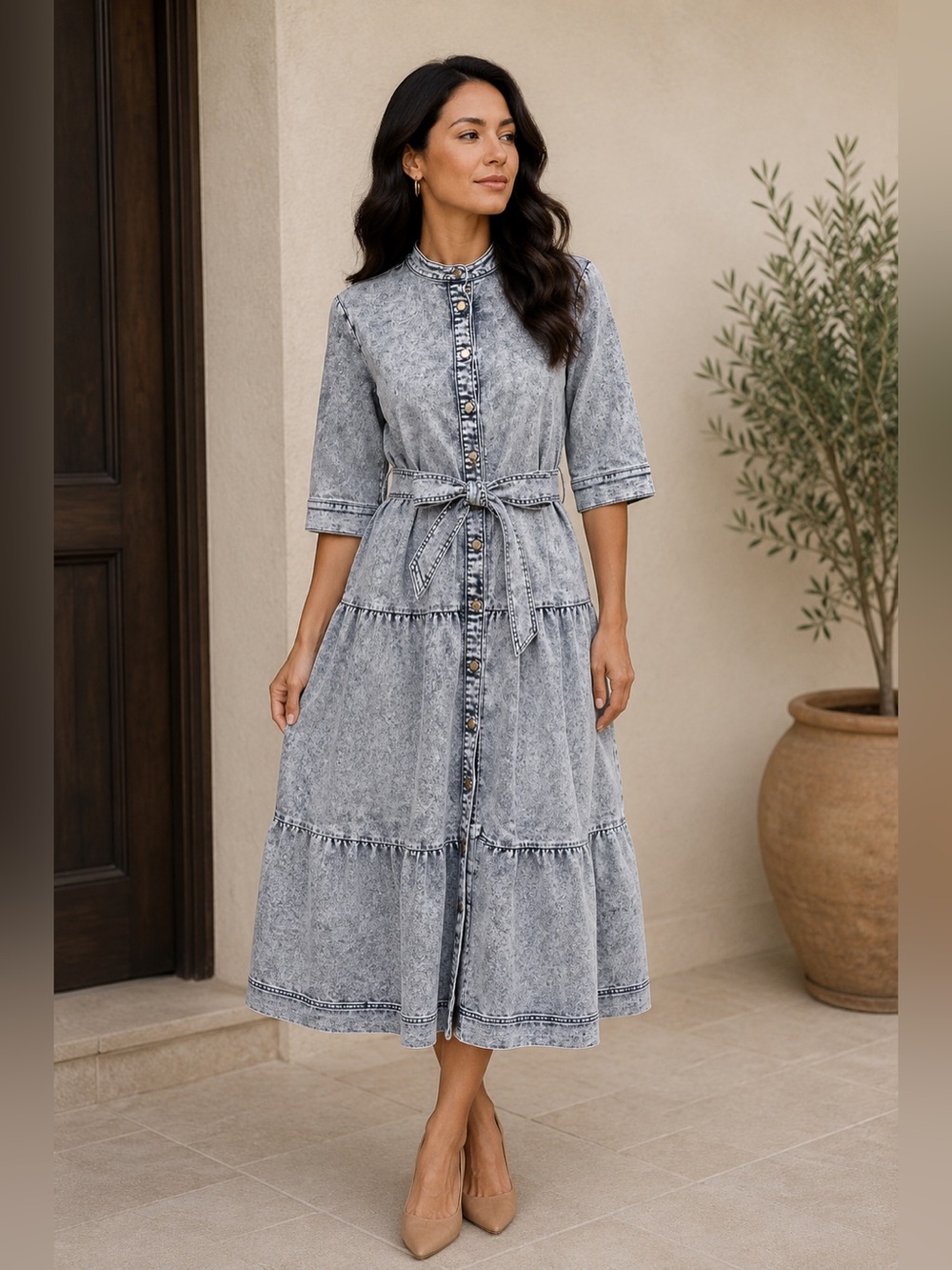New Aleeza Paris Stretch Denim Sample Dress (Fits Up To Medium)